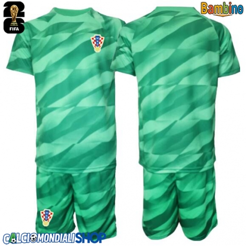 Maglie da calcio Croazia Portiere Seconda Maglia Bambino Mondiali 2026  Manica Corta + Pantaloni corti)